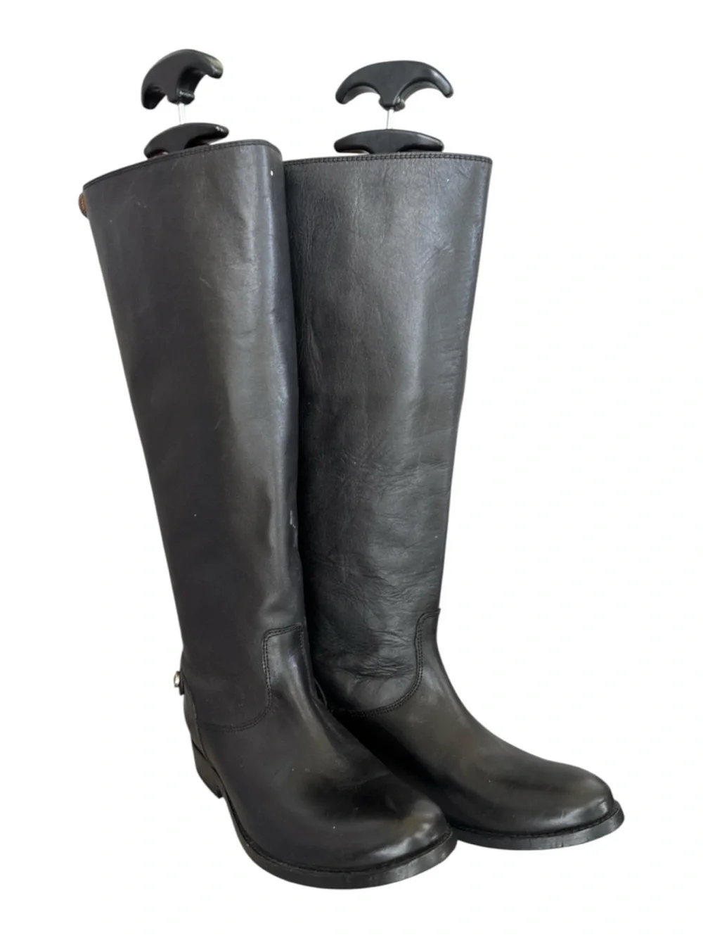 Frye Melissa Buckle Back Black Women's Riding Boots - Classic Tall Leather Boots